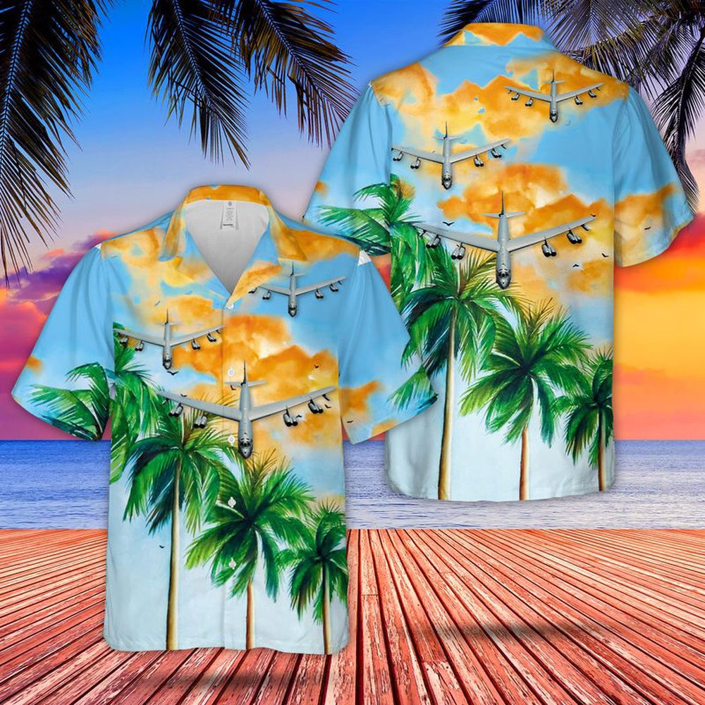 Air Force Hawaiian Shirt, US Air Force 307th Bomb Wing Boeing B-52H Stratofortress Hawaiian Shirt, Air Force Aloha Shirt