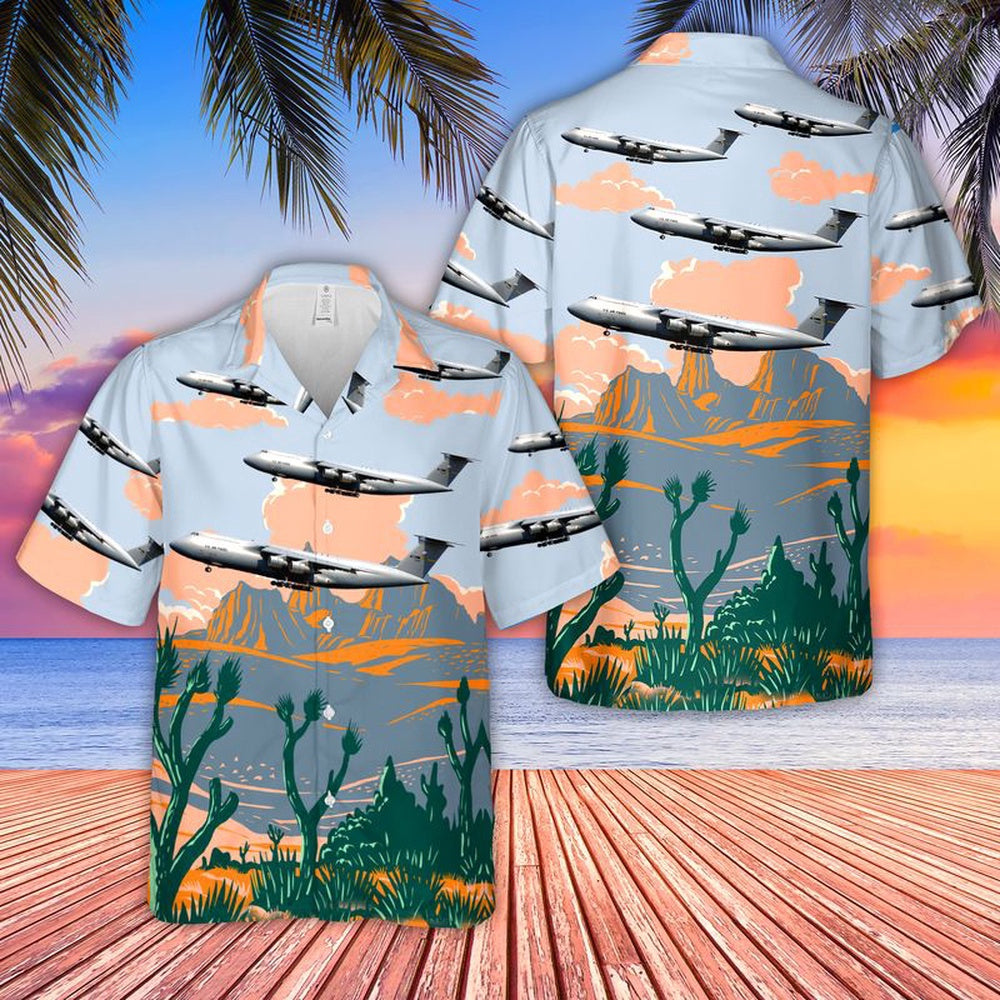 Air Force Hawaiian Shirt, US Air Force 312th Airlift Squadron Lockheed C-5 Galaxy Hawaiian Shirt, Air Force Aloha Shirt