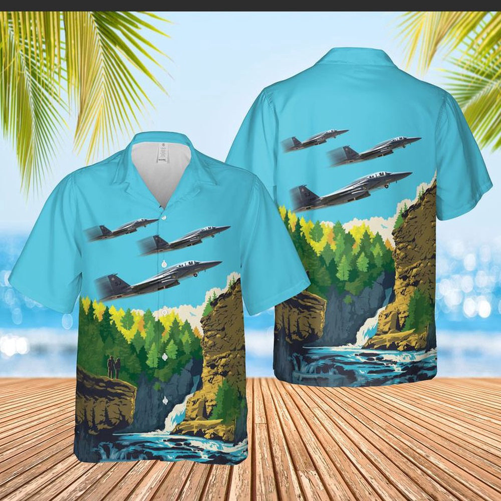 Air Force Hawaiian Shirt, US Air Force 334th Fighter Squadron F-15E Strike Eagle Hawaiian Shirt, Air Force Aloha Shirt