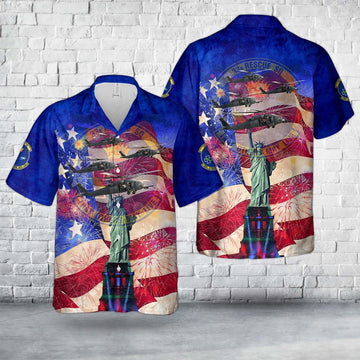 Air Force Hawaiian Shirt, US Air Force 33d Rescue Squadron HH-60 Pave Hawk, 4th Of July Hawaiian Shirt, Air Force Aloha Shirt