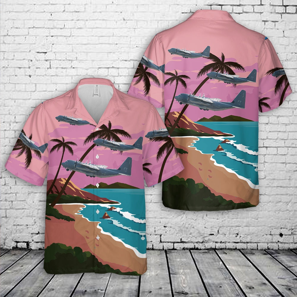 Air Force Hawaiian Shirt, US Air Force 347th Rescue Group Lockheed Martin HC-130J Combat King II Hawaiian Shirt, Air Force Aloha Shirt