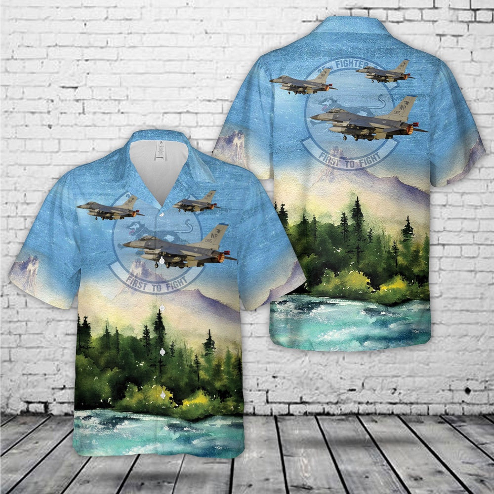 Air Force Hawaiian Shirt, US Air Force 35th Fighter Squadron F-16C Fighting Falcon Hawaiian Shirt, Air Force Aloha Shirt