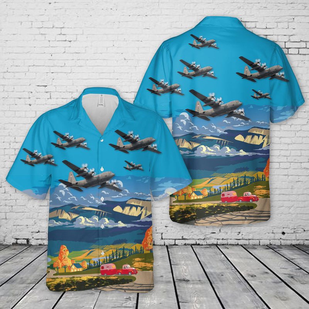 Air Force Hawaiian Shirt, US Air Force 36th Airlift Squadron Lockheed C-130 Hercules Hawaiian Shirt, Air Force Aloha Shirt