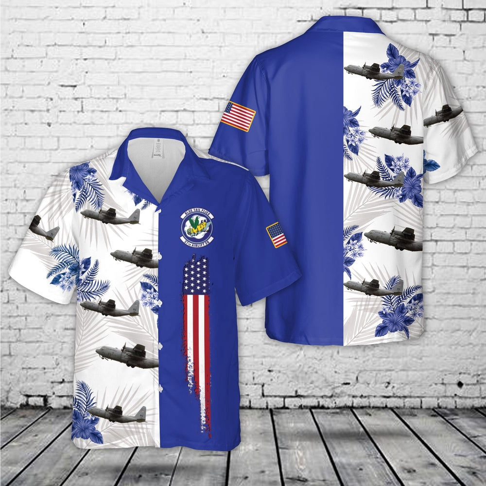 Air Force Hawaiian Shirt, US Air Force 37th Airlift Squadron C-130J Super Hercules Hawaiian Shirt, Air Force Aloha Shirt