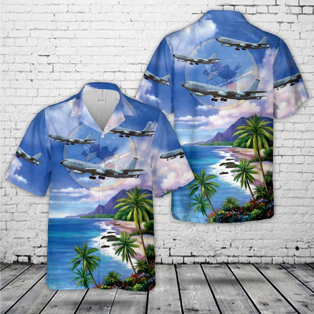 Air Force Hawaiian Shirt, US Air Force 380th Air Refueling Squadron Boeing KC-135A Stratotanker Hawaiian Shirt, Air Force Aloha Shirt