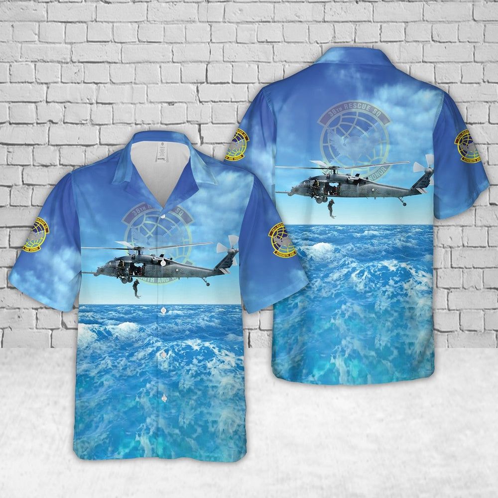 Air Force Hawaiian Shirt, US Air Force 38th Rescue Squadron Sikorsky HH-60G Pave Hawk Hawaiian Shirt, Air Force Aloha Shirt