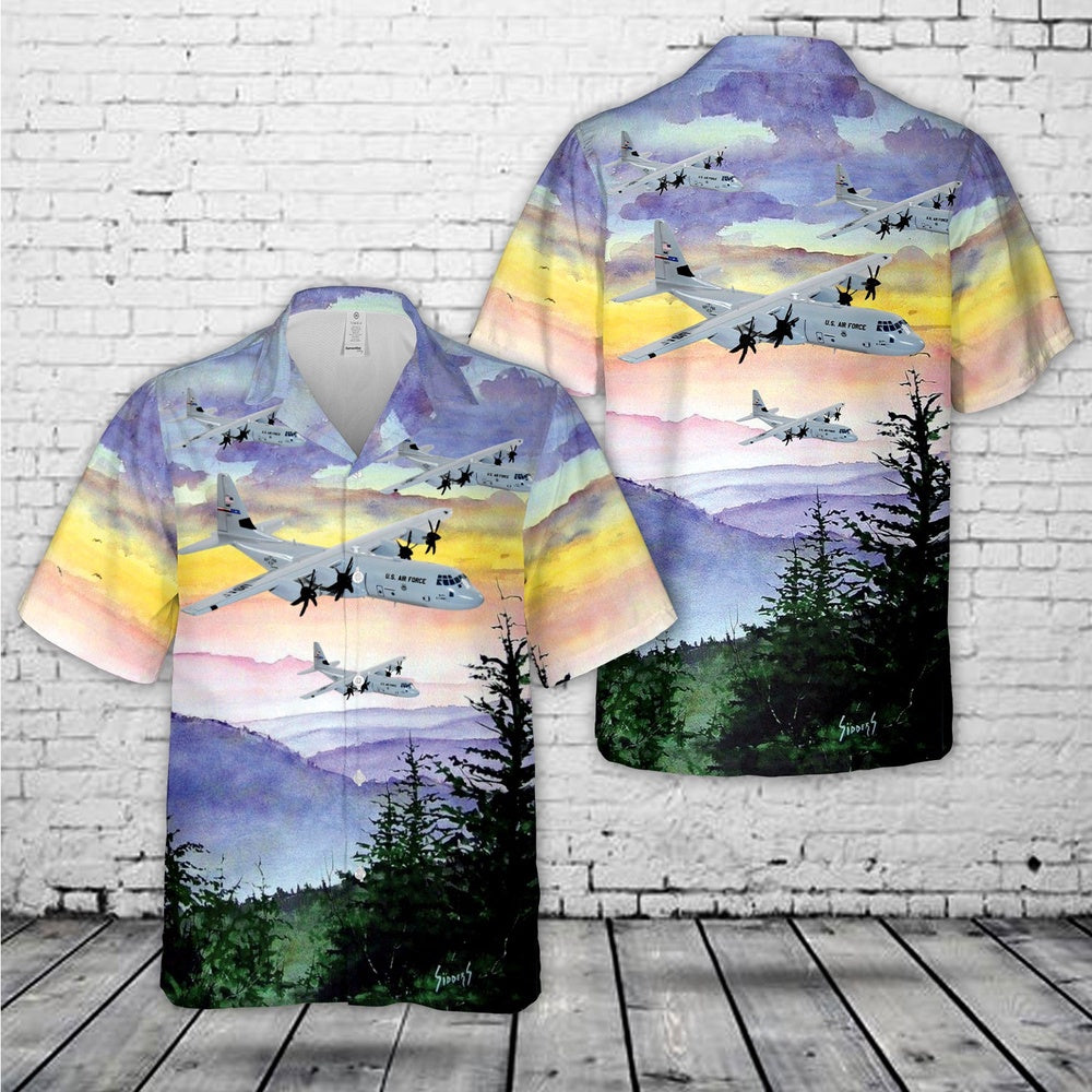 Air Force Hawaiian Shirt, US Air Force 40th Airlift Squadron Screaming Eagles Lockheed Martin C-130J Hawaiian Shirt, Air Force Aloha Shirt