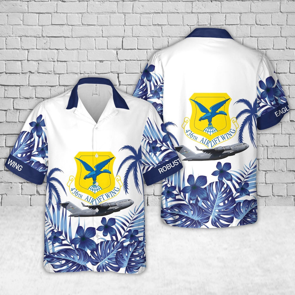 Air Force Hawaiian Shirt, US Air Force 436th Airlift Wing C-17 Globemaster III Hawaiian Shirt, Air Force Aloha Shirt