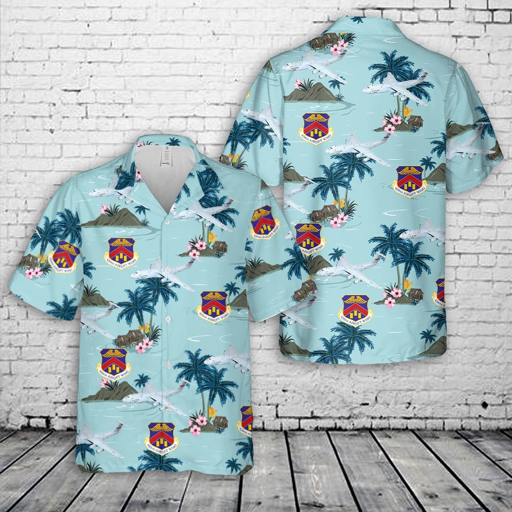 Air Force Hawaiian Shirt, US Air Force 439th Airlift Wing, Lockheed Martin C-5M Super Galaxy Hawaiian Shirt, Air Force Aloha Shirt