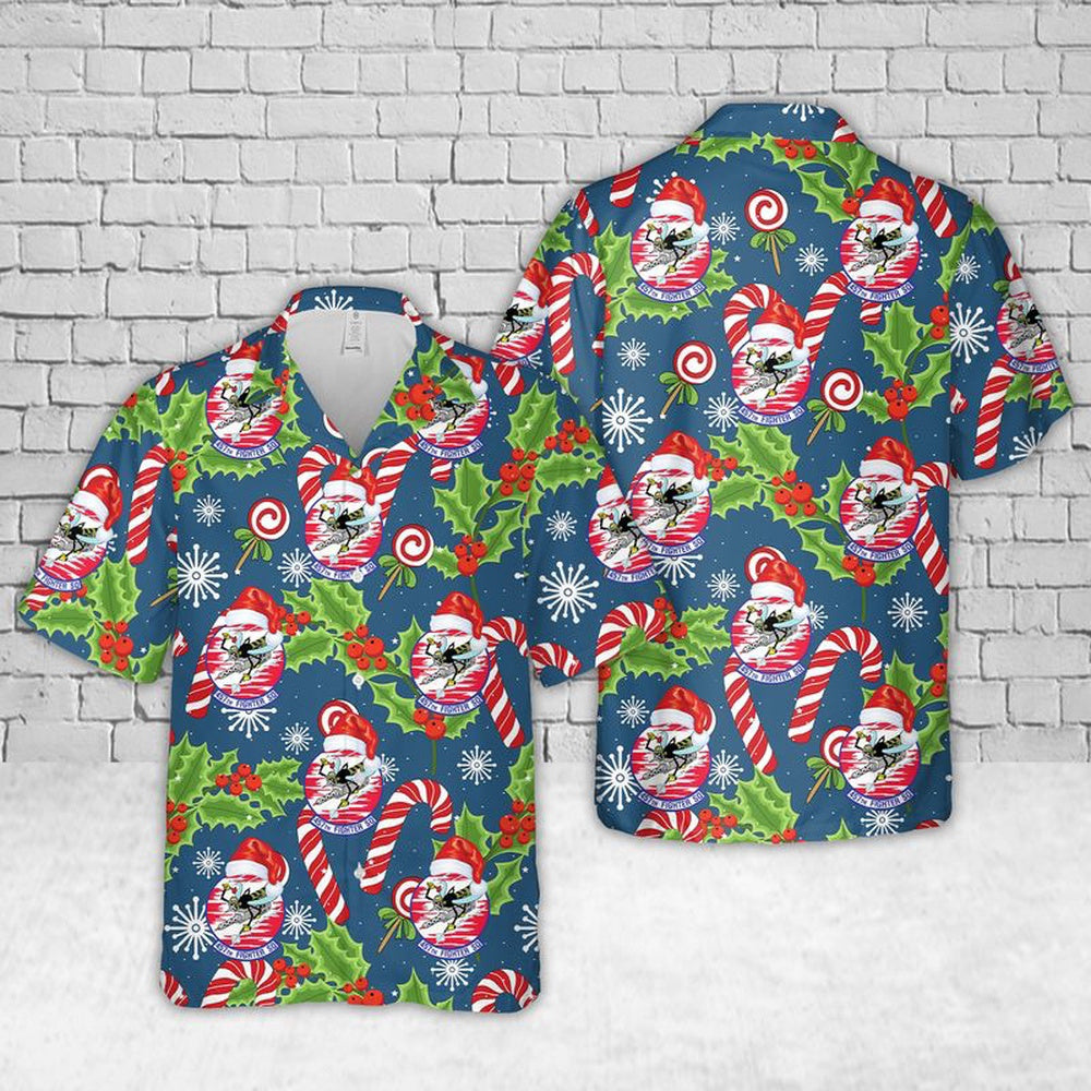 Air Force Hawaiian Shirt, US Air Force 457th Fighter Squadron Christmas Hawaiian Shirt, Air Force Aloha Shirt