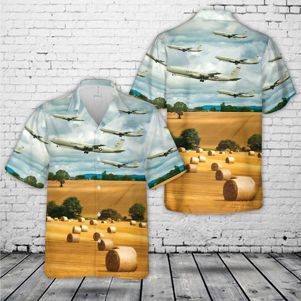 Air Force Hawaiian Shirt, US Air Force 461st Air Control Wing E8C J-STARS Hawaiian Shirt, Air Force Aloha Shirt