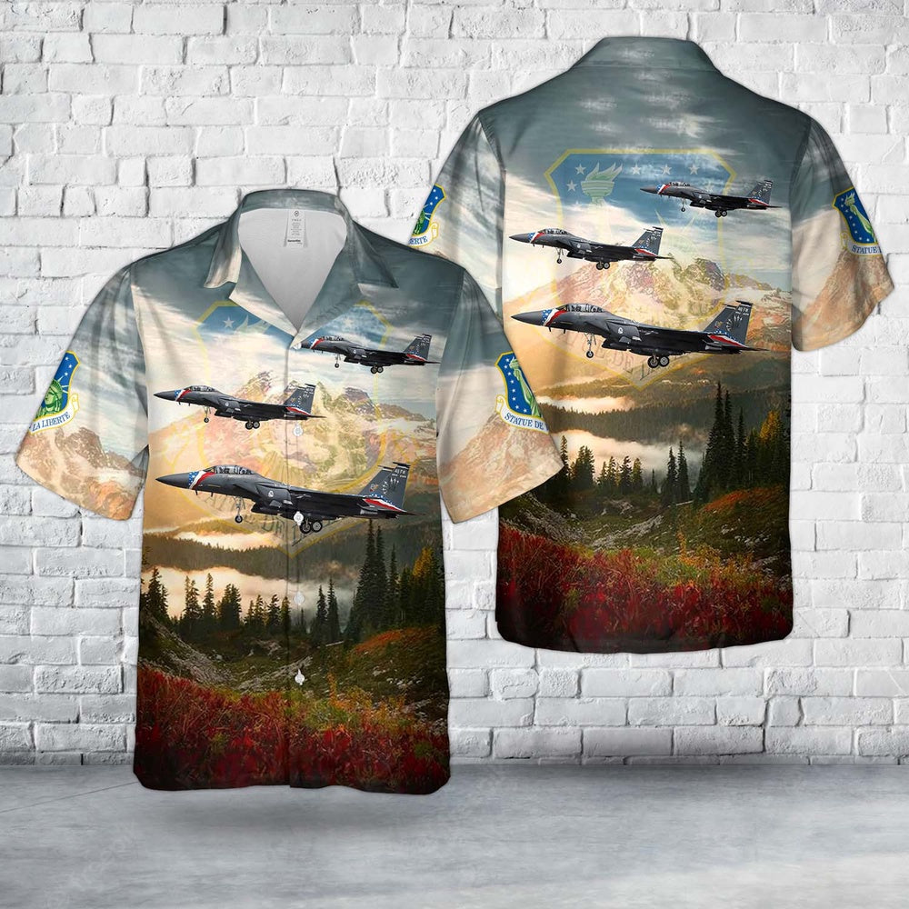Air Force Hawaiian Shirt, US Air Force 48th Fighter Wing new heritage F-15E Strike Eagle Hawaiian Shirt, Air Force Aloha Shirt