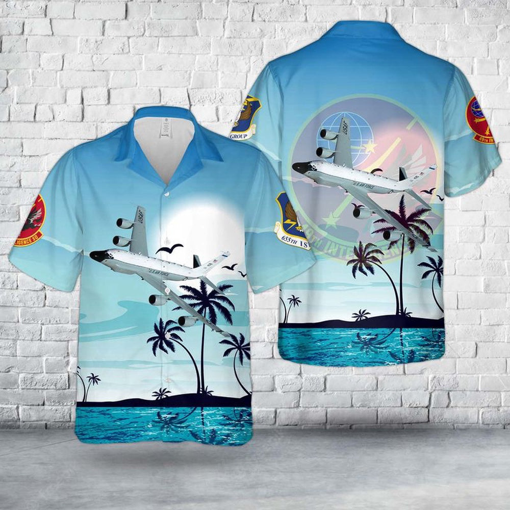 Air Force Hawaiian Shirt, US Air Force 49th Intelligence Squadron RC-135 Hawaiian Shirt, Air Force Aloha Shirt