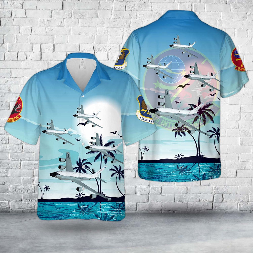 Air Force Hawaiian Shirt, US Air Force 49th Intelligence Squadron RC-135 Hawaiian Shirts, Air Force Aloha Shirt