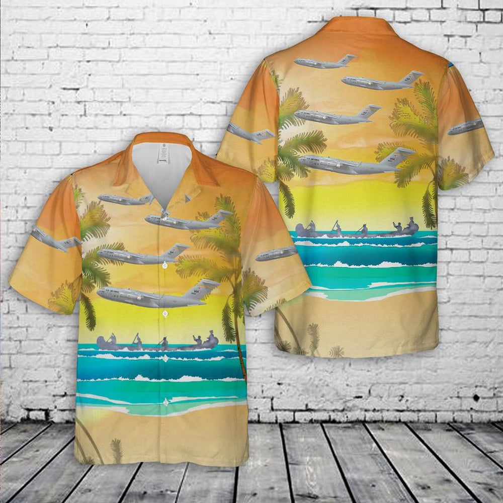 Air Force Hawaiian Shirt, US Air Force 535th Airlift Squadron C-17 Globemaster III Hawaiian Shirt, Air Force Aloha Shirt