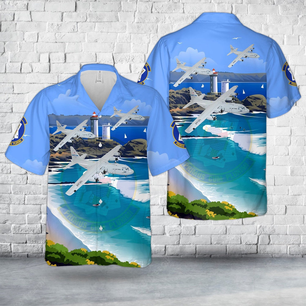 Air Force Hawaiian Shirt, US Air Force 53rd Airlift Squadron Team Little Rock Lockheed Martin C-130E Hawaiian Shirt, Air Force Aloha Shirt