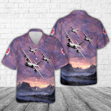 Air Force Hawaiian Shirt, US Air Force 53rd Weather Reconnaissance Squadron WC-130J Hercules Hawaiian Shirt, Air Force Aloha Shirt