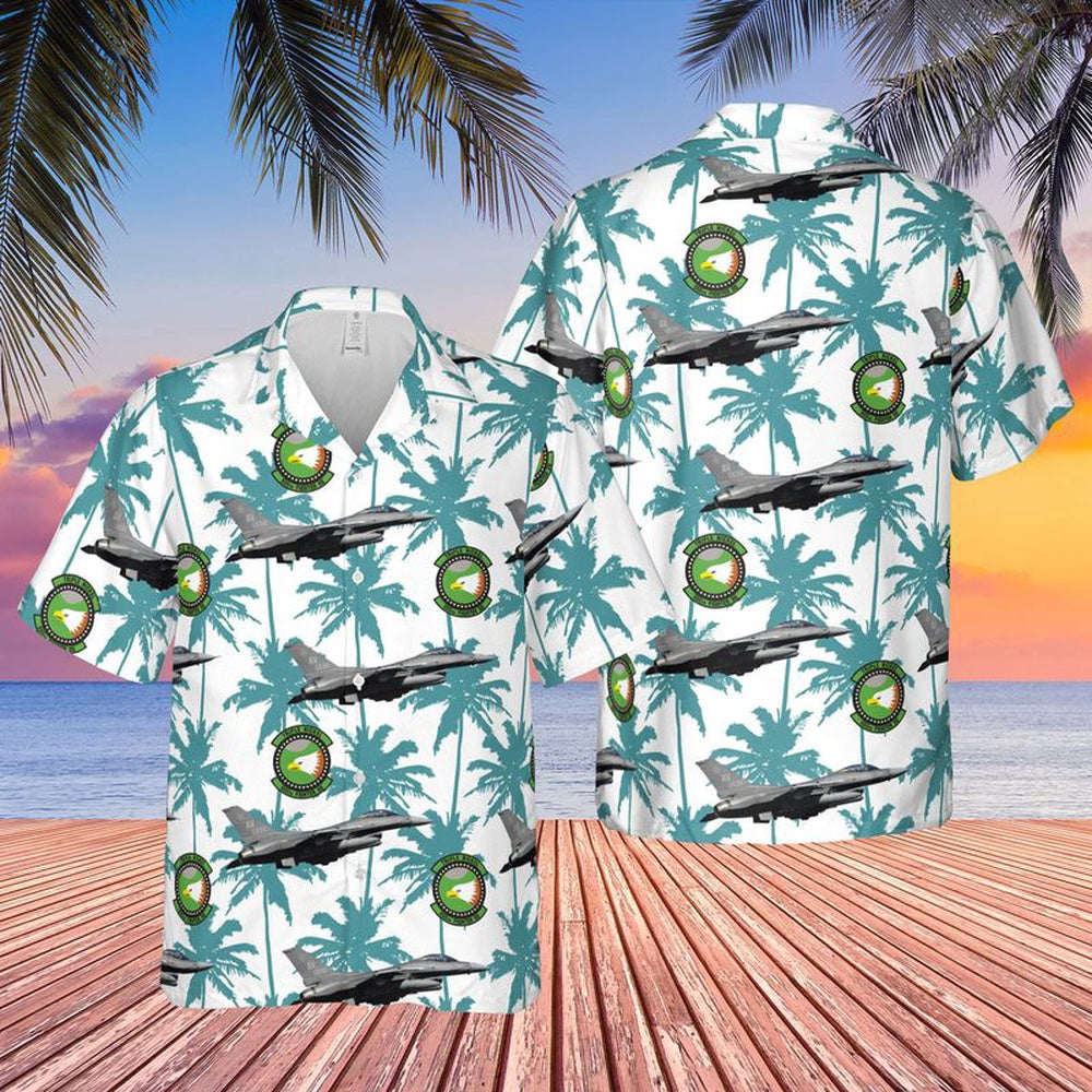 Air Force Hawaiian Shirt, US Air Force 555th Fighter Squadron F-16C Fighting Falcon Hawaiian Shirt, Air Force Aloha Shirt
