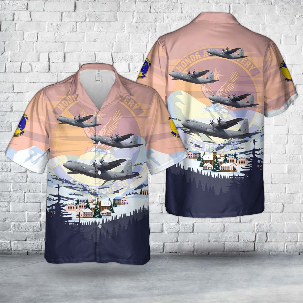 Air Force Hawaiian Shirt, US Air Force 57th Rescue Squadron (57 RQS) Lockheed HC-130 Hercules Hawaiian Shirt, Air Force Aloha Shirt