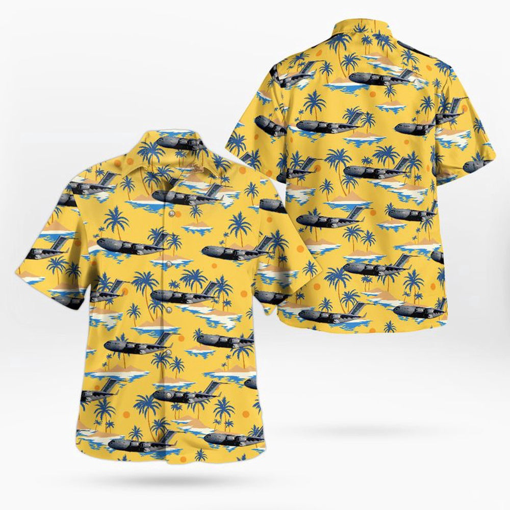 Air Force Hawaiian Shirt, US Air Force 62nd Airlift Wing (62 AW) C-17 Globemaster III Hawaiian Shirt, Air Force Aloha Shirt