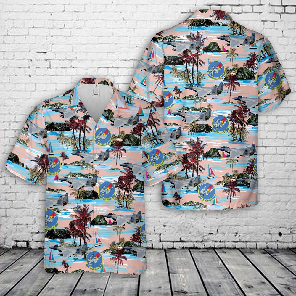 Air Force Hawaiian Shirt, US Air Force 71st Fighter Squadron F-15 Eagle Hawaiian Shirt, Air Force Aloha Shirt