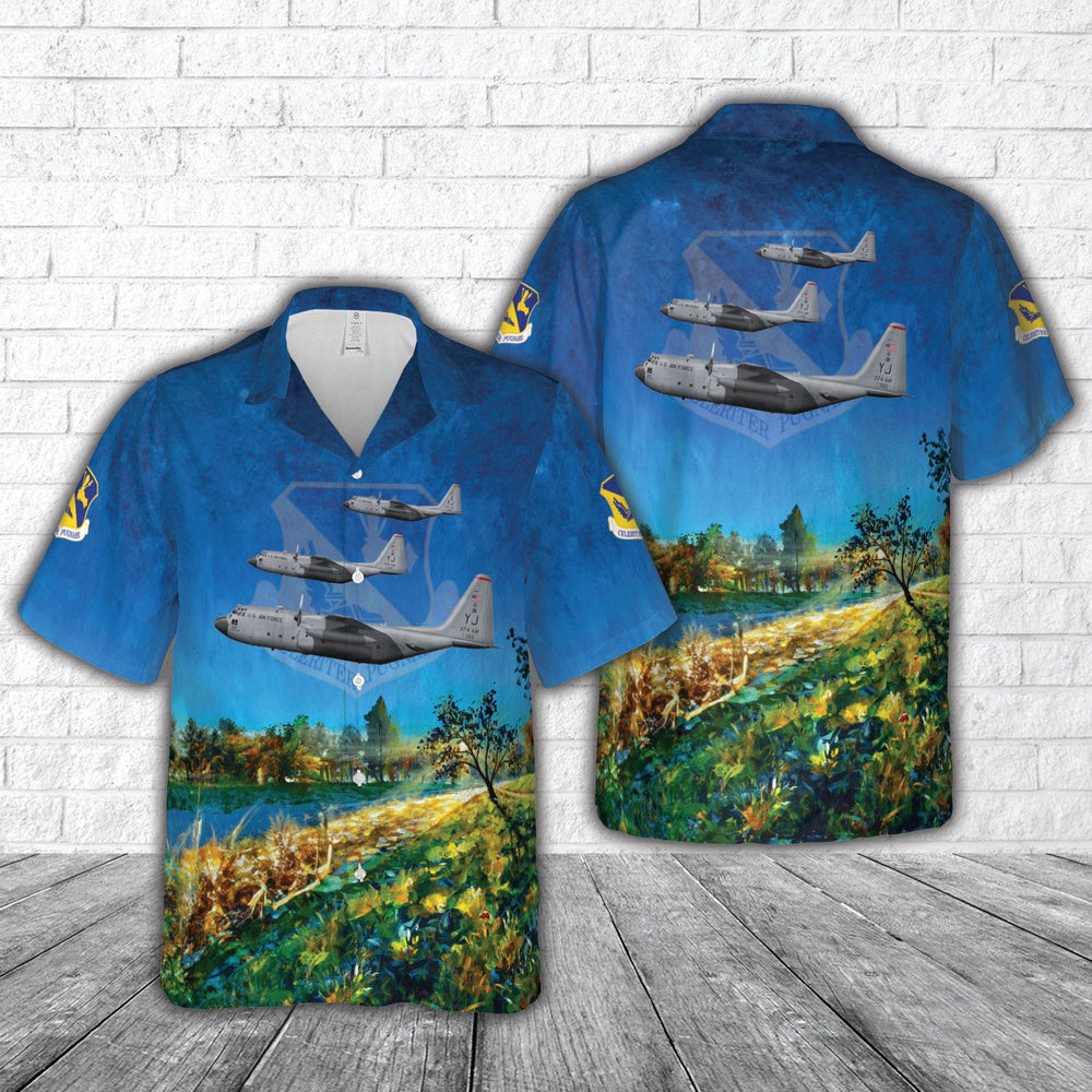 Air Force Hawaiian Shirt, US Air Force 74-2065, C-130H, 36th AS, 374th AW, Yokota, Japan Hawaiian Shirt, Air Force Aloha Shirt