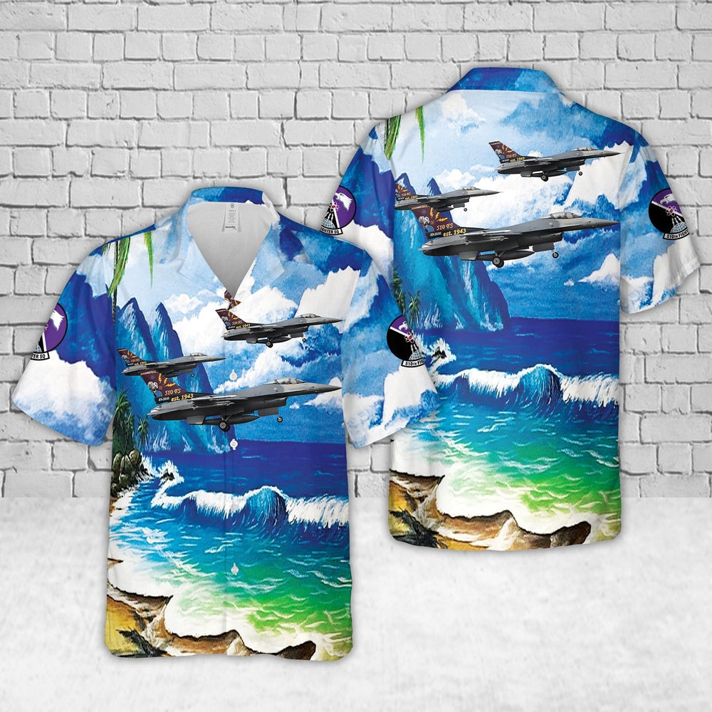 Air Force Hawaiian Shirt, US Air Force 89-2030, F-16C, 31st FW, 510th FS, Aviano AFB Hawaiian Shirt, Air Force Aloha Shirt