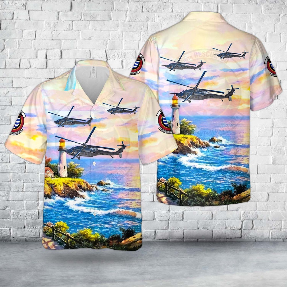 Air Force Hawaiian Shirt, US Air Force 89-26204 - Sikorsky HH-60G Pave Hawk 66th Rescue Squadron Hawaiian Shirt, Air Force Aloha Shirt