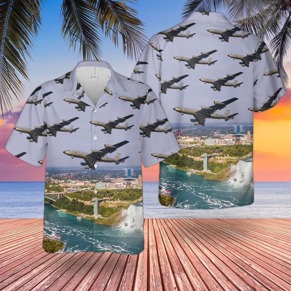 Air Force Hawaiian Shirt, US Air Force 914th Air Refueling Wing Boeing KC-135R Stratotanker Hawaiian Shirt, Air Force Aloha Shirt