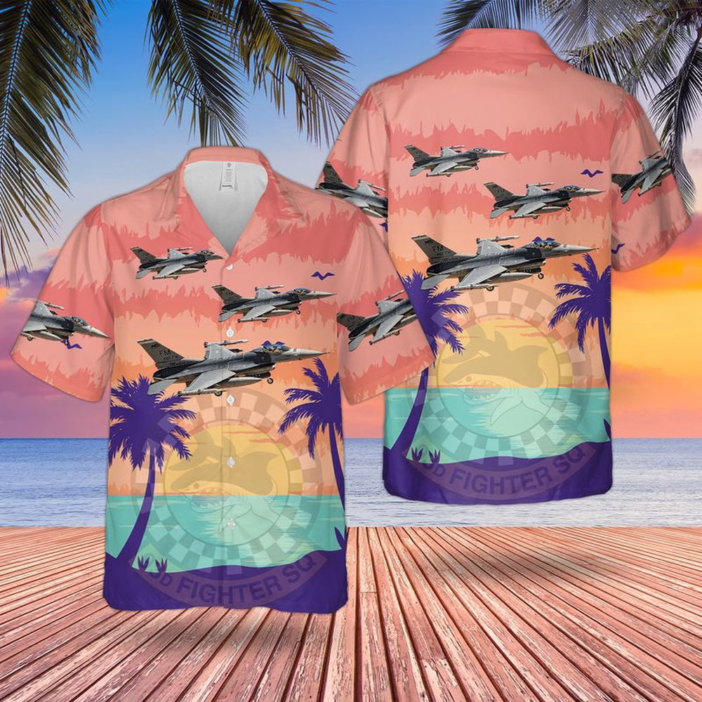 Air Force Hawaiian Shirt, US Air Force 93rd Fighter Squadron F-16C Fighting Falcon Hawaiian Shirts, Air Force Aloha Shirt