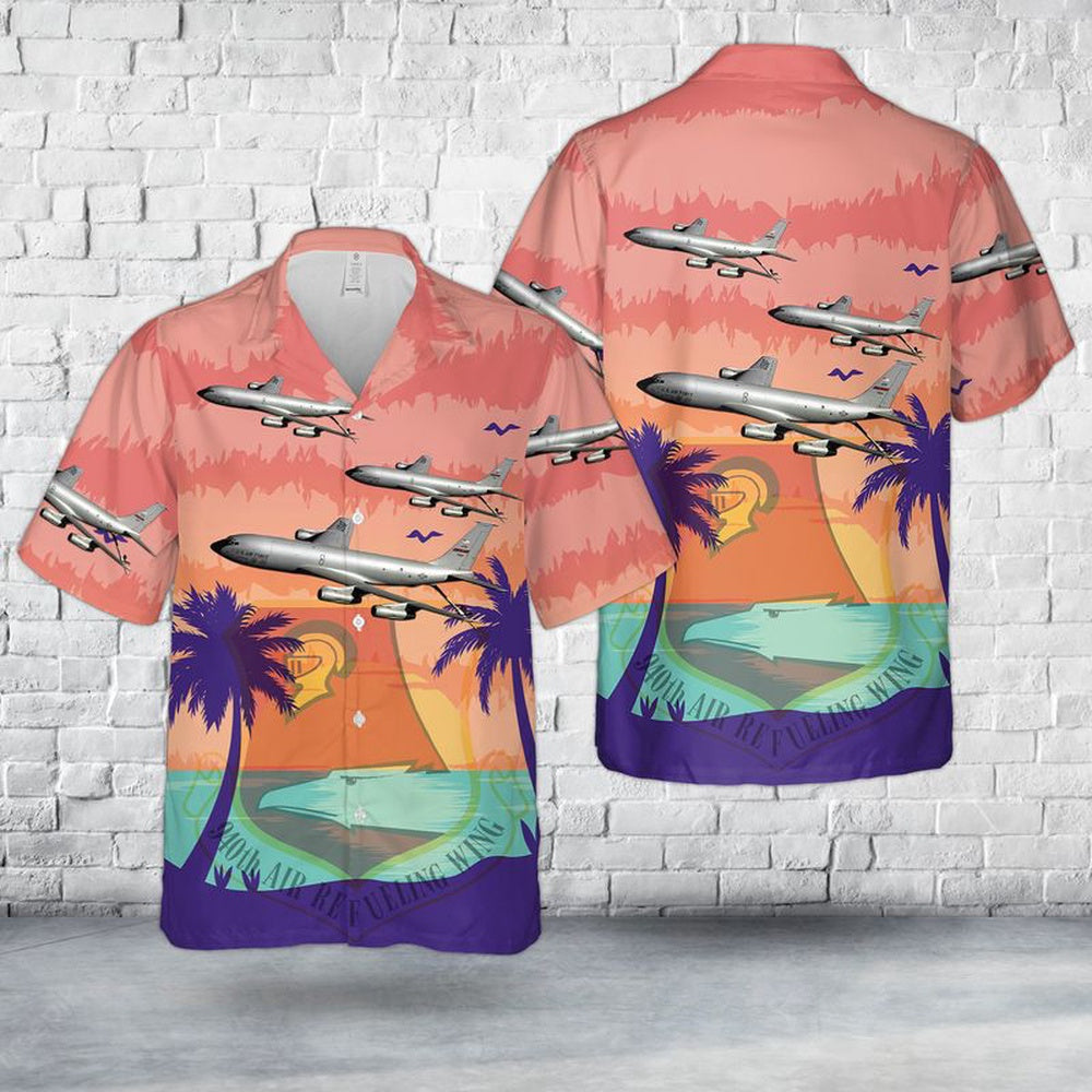 Air Force Hawaiian Shirt, US Air Force 940th Air Refueling Wing Boeing KC-135E Stratotanker Hawaiian Shirt, Air Force Aloha Shirt