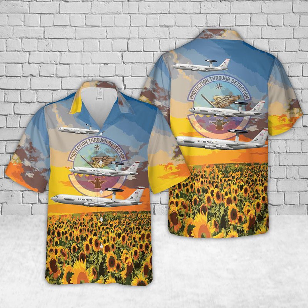 Air Force Hawaiian Shirt, US Air Force 960th Airborne Air Control Squadron E-3B Sentry Hawaiian Shirt, Air Force Aloha Shirt