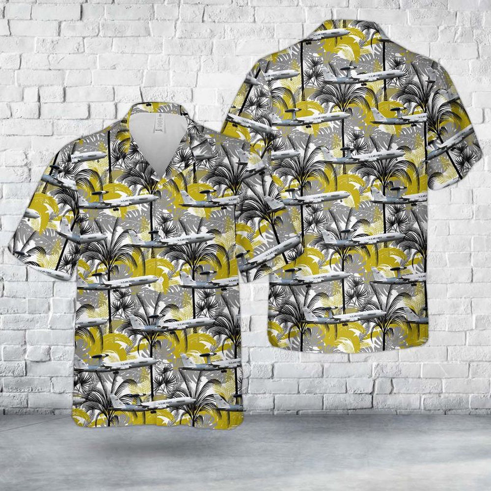 Air Force Hawaiian Shirt, US Air Force 963rd Airborne Air Control Squadron Boeing E-3 Sentry Hawaiian Shirt, Air Force Aloha Shirt