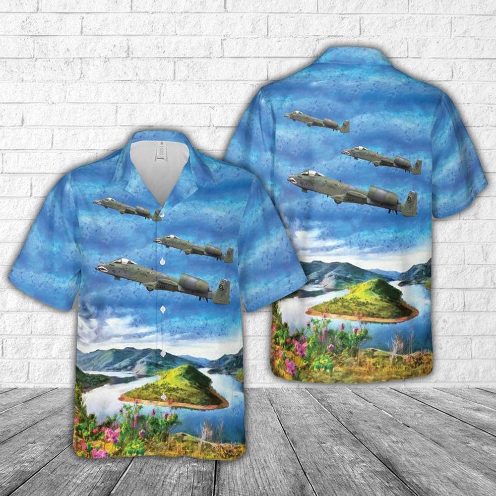 Air Force Hawaiian Shirt, US Air Force A-10A Thunderbolt II 23rd FW 74th FS Flying Tigers Hawaiian Shirt, Air Force Aloha Shirt