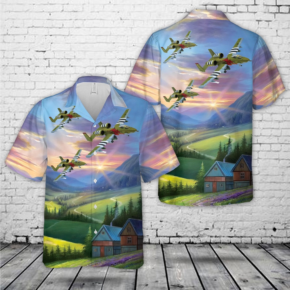 Air Force Hawaiian Shirt, US Air Force A-10 (A-10C) Thunderbolt II Michigan 127th Wing ANG Hawaiian Shirt, Air Force Aloha Shirt