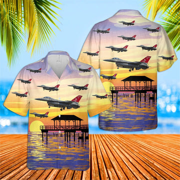 Air Force Hawaiian Shirt, US Air Force Alabama Air National Guard F-16C Fighting Falcon Hawaiian Shirt, Air Force Aloha Shirt