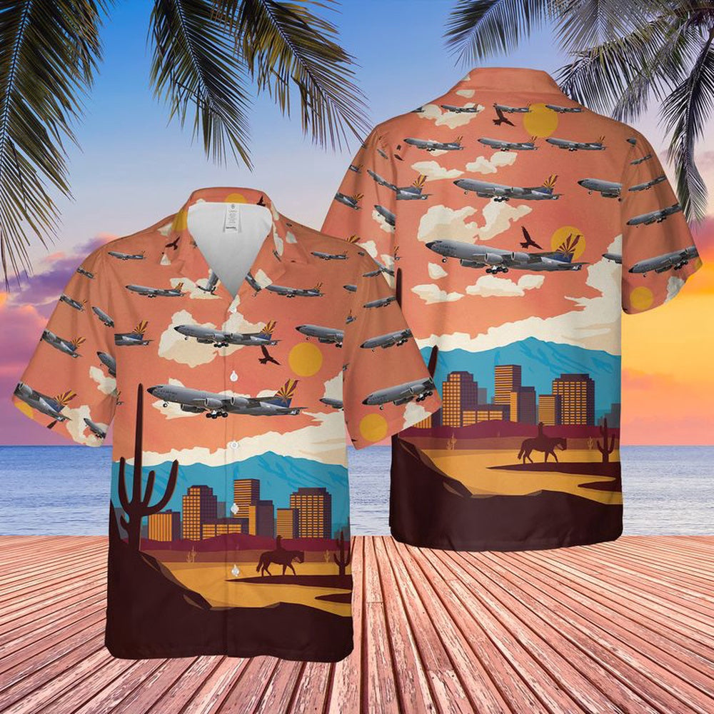 Air Force Hawaiian Shirt, US Air Force Arizona Air National Guard Boeing KC-135R Stratotanker Hawaiian Shirt, Air Force Aloha Shirt