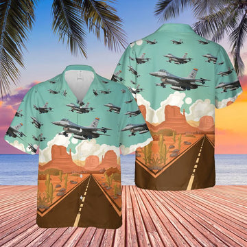 Air Force Hawaiian Shirt, US Air Force Arizona Air National Guard F-16 Fighting Falcon Hawaiian Shirt, Air Force Aloha Shirt