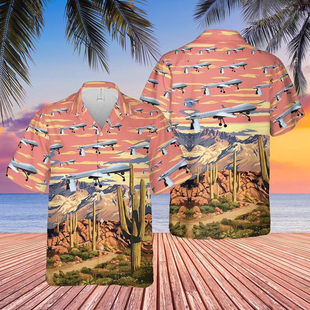 Air Force Hawaiian Shirt, US Air Force Arizona Air National Guard MQ-1B Predators Hawaiian Shirt, Air Force Aloha Shirt