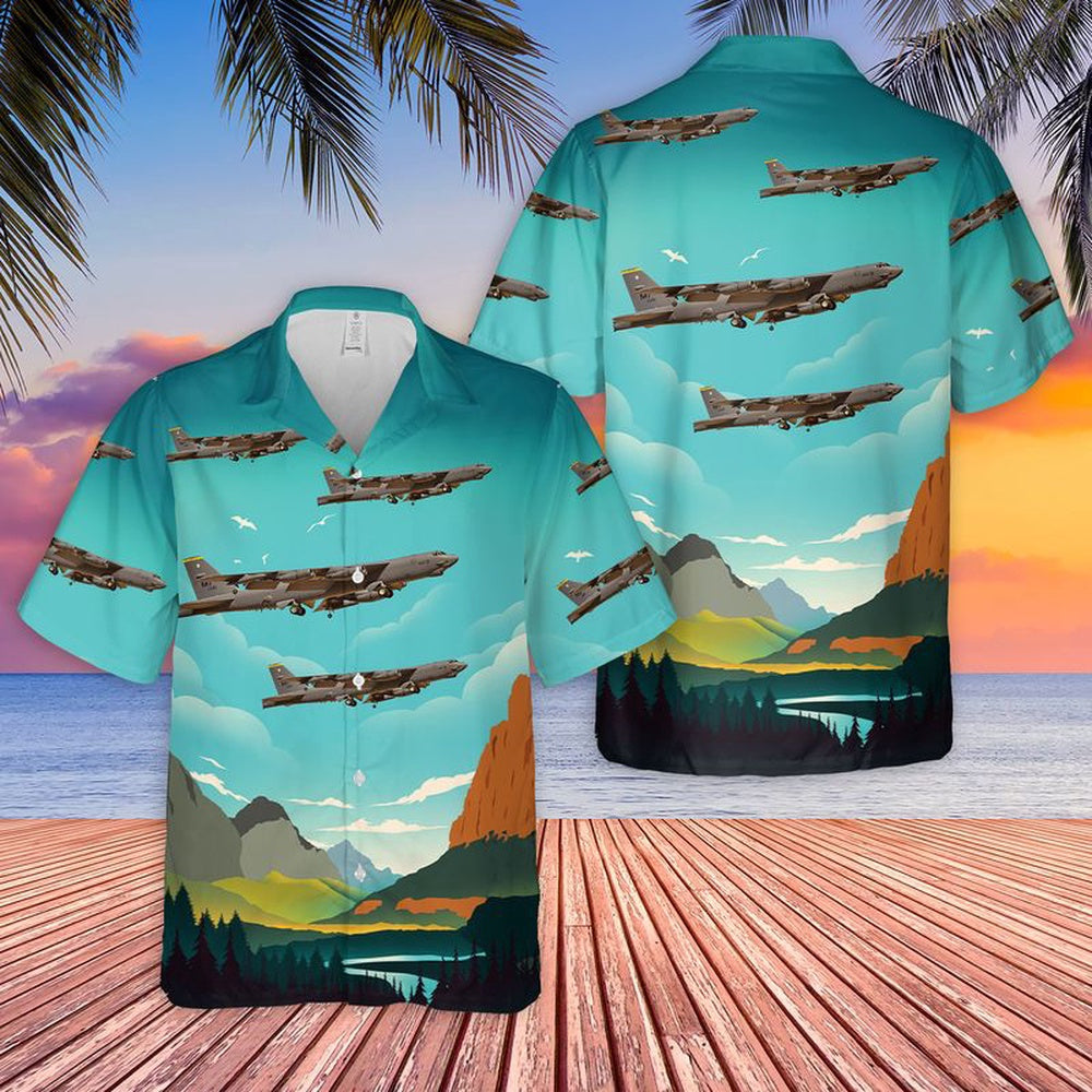 Air Force Hawaiian Shirt, US Air Force B-52H 69th Bomb Squadron Knighthawks Minot AFB Hawaiian Shirt, Air Force Aloha Shirt