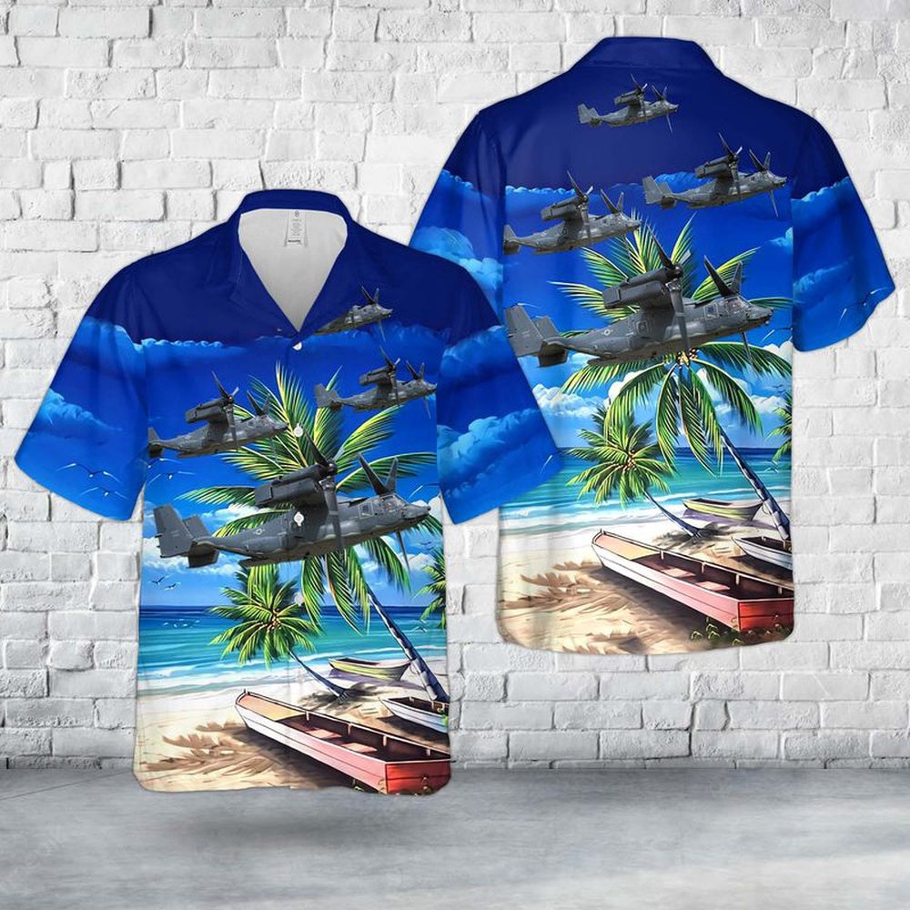 Air Force Hawaiian Shirt, US Air Force Bell Boeing V-22 Osprey Hawaiian Shirt, Air Force Aloha Shirt