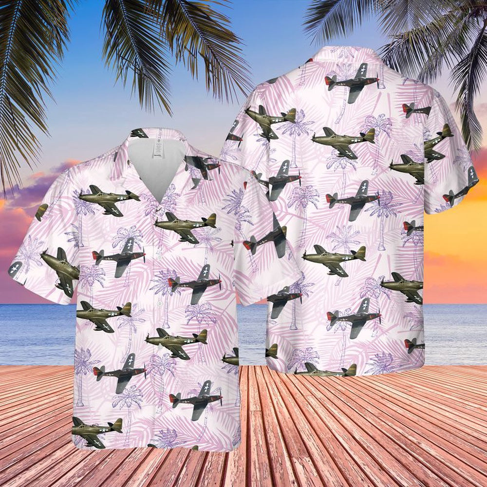 Air Force Hawaiian Shirt, US Air Force Bell P-63 Kingcobra Hawaiian Shirt, Air Force Aloha Shirt
