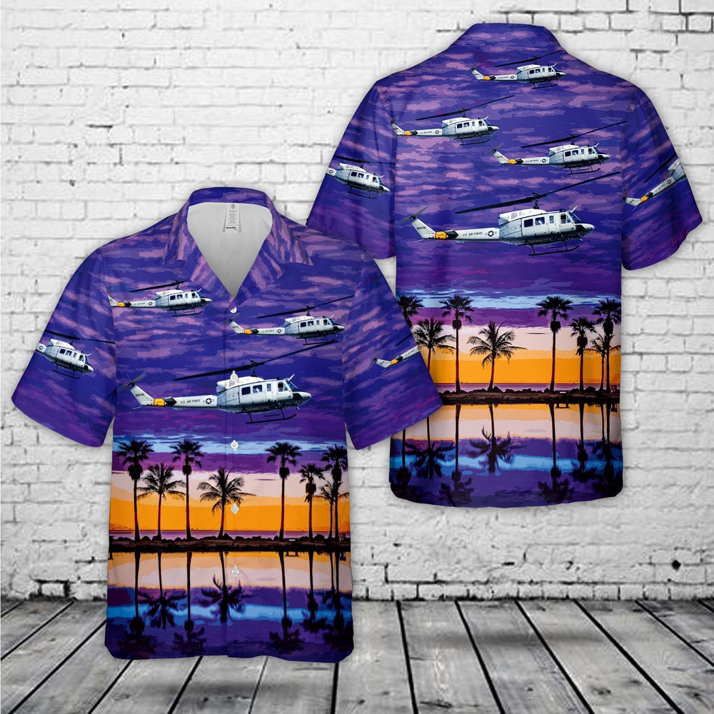 Air Force Hawaiian Shirt, US Air Force Bell UH-1N Iroquois (212) Hawaiian Shirt, Air Force Aloha Shirt