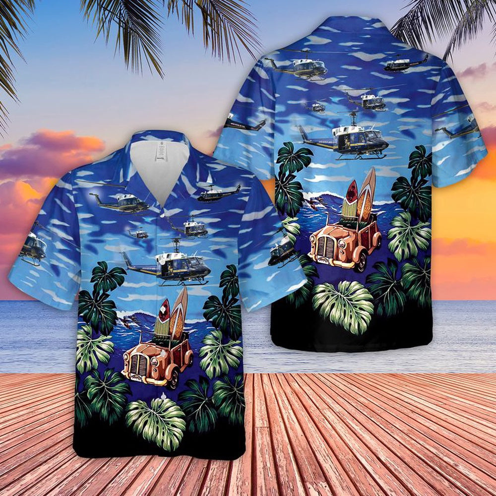 Air Force Hawaiian Shirt, US Air Force Bell UH-1N Twin Huey 1st Helicopter Squadron Hawaiian Shirt, Air Force Aloha Shirt