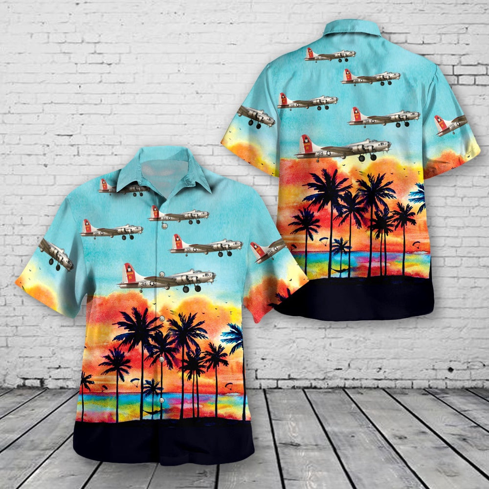 Air Force Hawaiian Shirt, US Air Force Boeing B-17G Flying Fortress Aluminum Overcast Hawaiian Shirt, Air Force Aloha Shirt