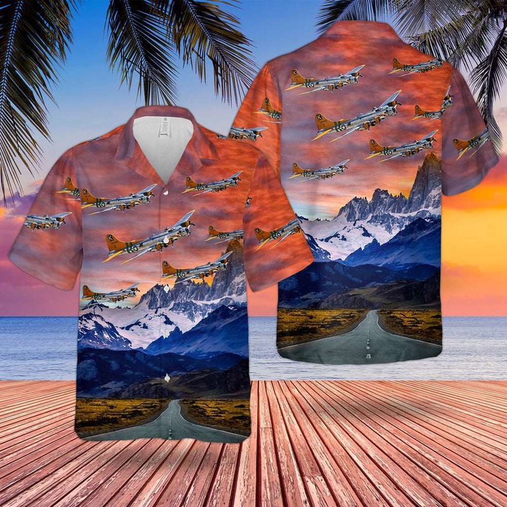 Air Force Hawaiian Shirt, US Air Force Boeing B-17 Flying Fortress Fuddy Duddy Hawaiian Shirt, Air Force Aloha Shirt