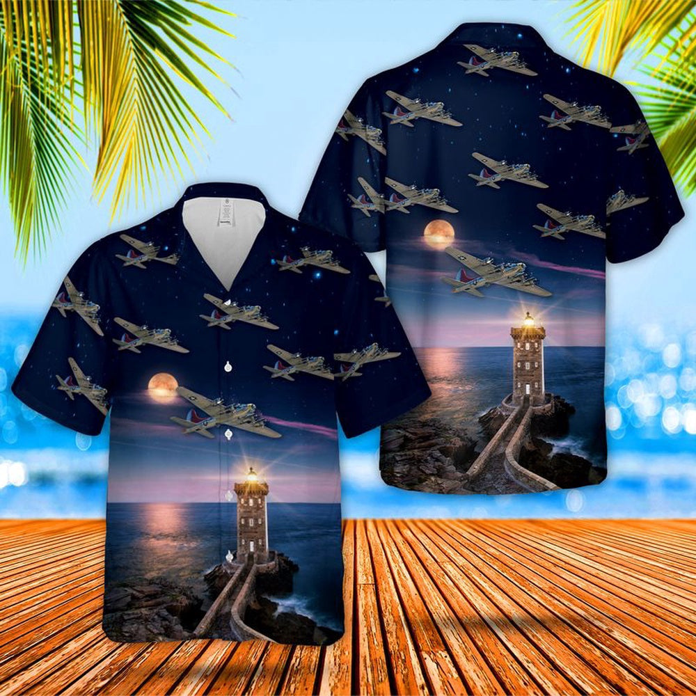 Air Force Hawaiian Shirt, US Air Force Boeing B-17 Flying Fortress Miss Angela Hawaiian Shirt, Air Force Aloha Shirt