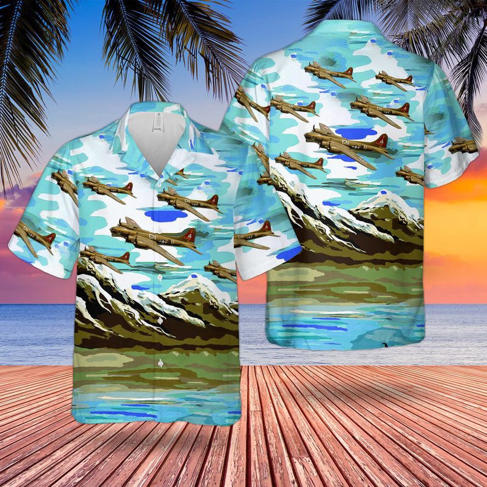Air Force Hawaiian Shirt, US Air Force Boeing B-17 Flying Fortress Thunderbird Hawaiian Shirt, Air Force Aloha Shirt