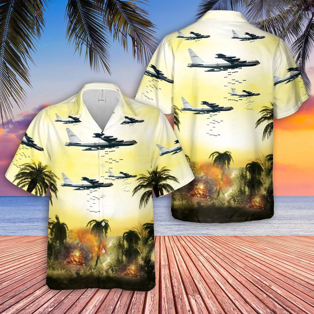 Air Force Hawaiian Shirt, US Air Force Boeing B-52F Dropping Bombs On Vietnam Hawaiian Shirt, Air Force Aloha Shirt