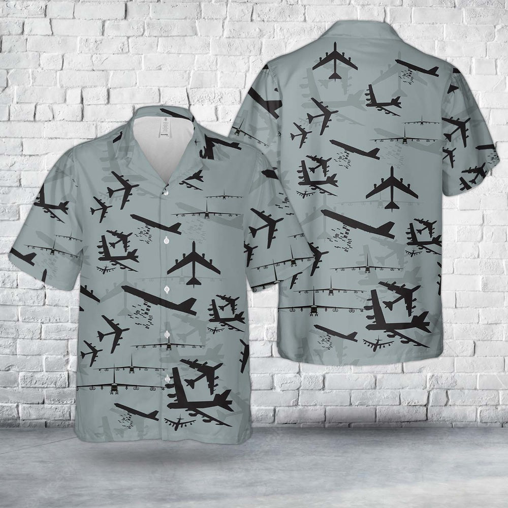 Air Force Hawaiian Shirt, US Air Force Boeing B-52 Stratofortress Aircraft Silhouettes Hawaiian Shirt, Air Force Aloha Shirt
